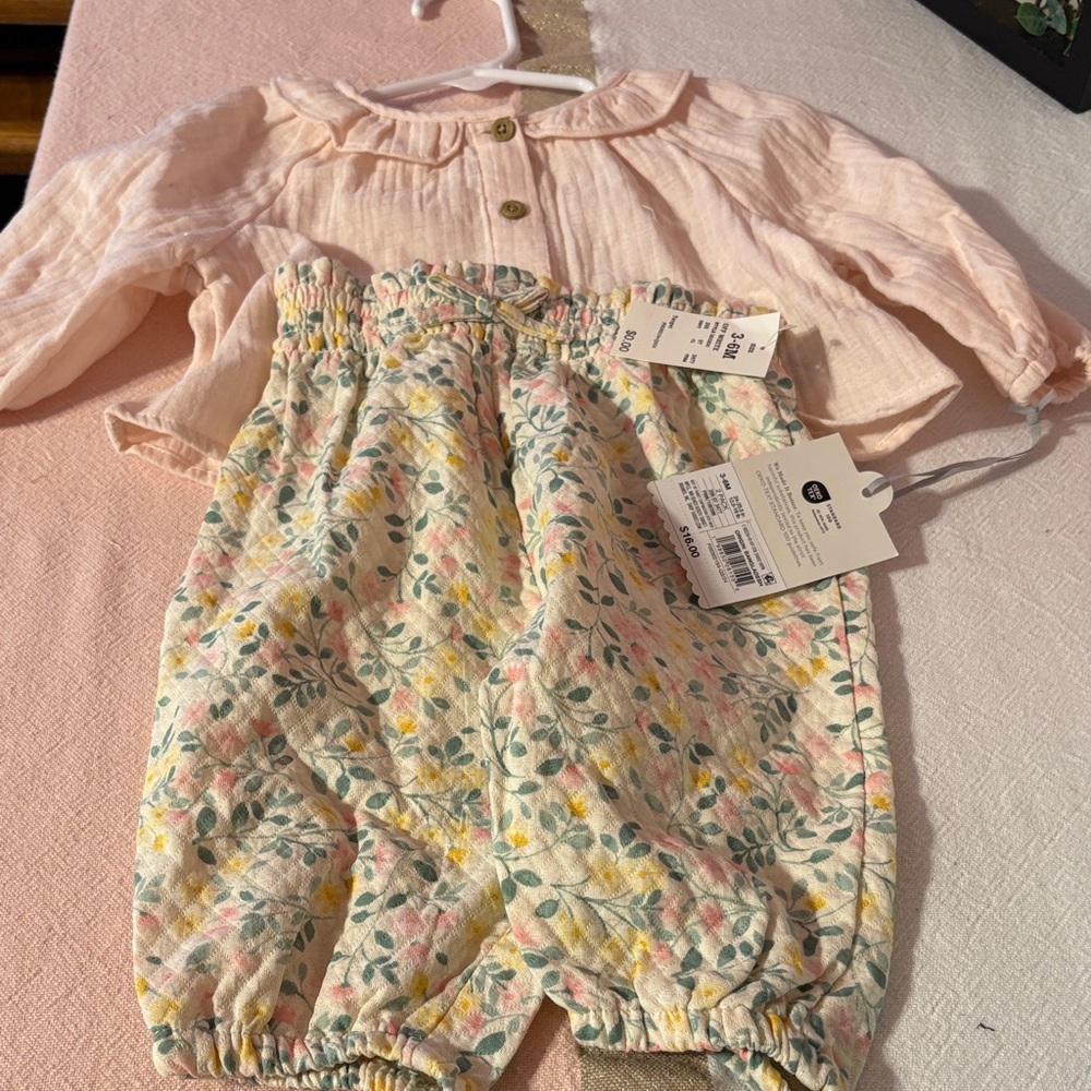 Cloud Island Floral Print Kids Shorts - Pink and Yellow